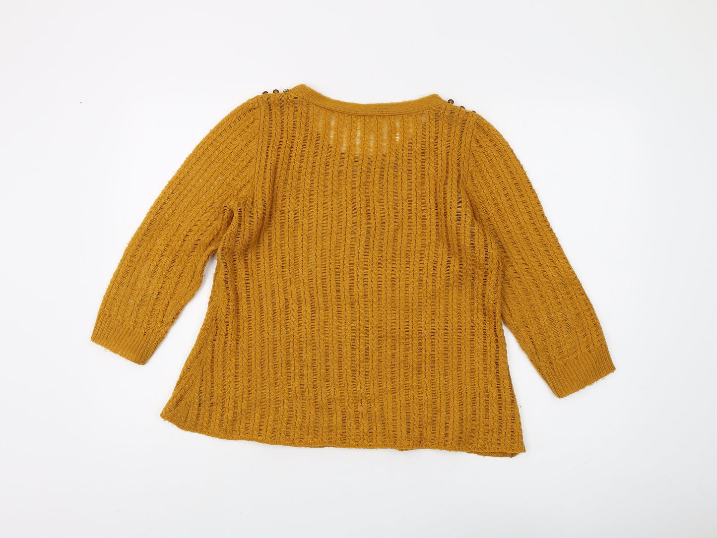Next Women's Yellow Open-Knit Pullover Jumper