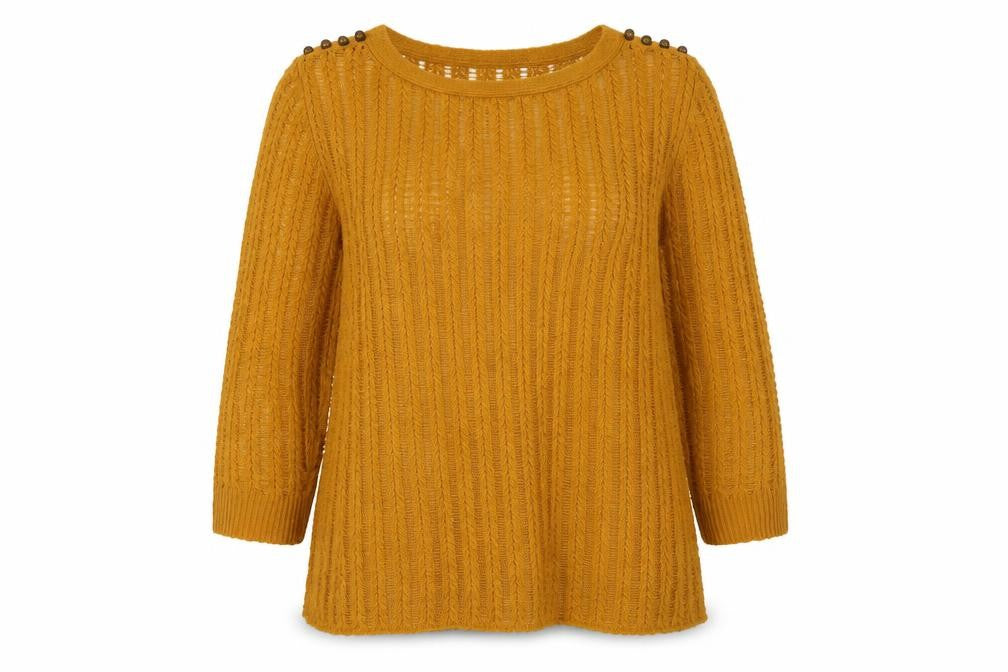 Next Women's Yellow Open-Knit Pullover Jumper