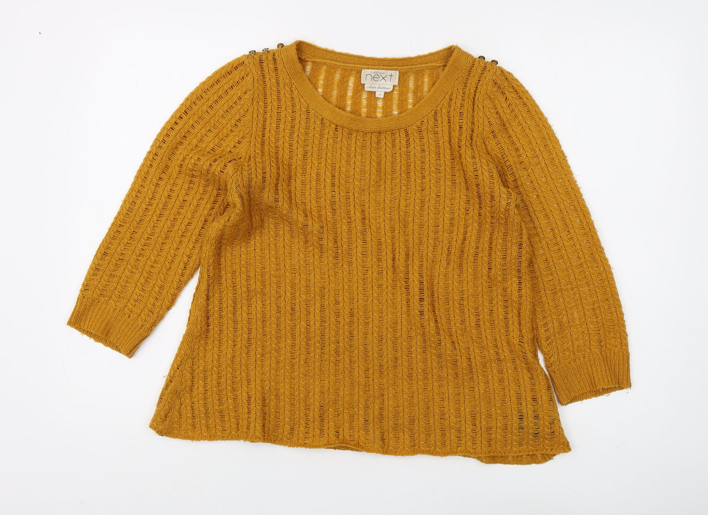 Next Women's Yellow Open-Knit Pullover Jumper