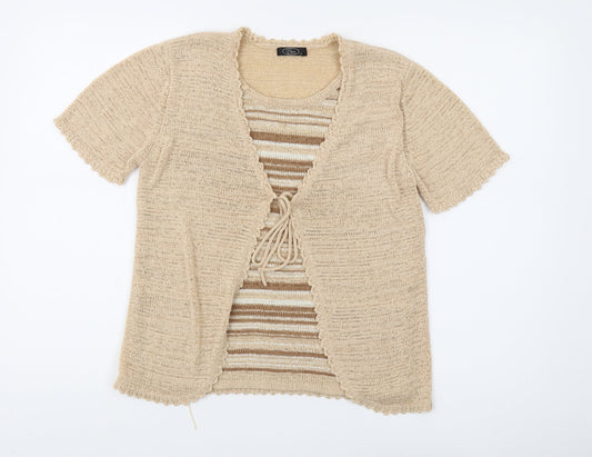 Bm Women's Beige Short Sleeve Cardigan Size S