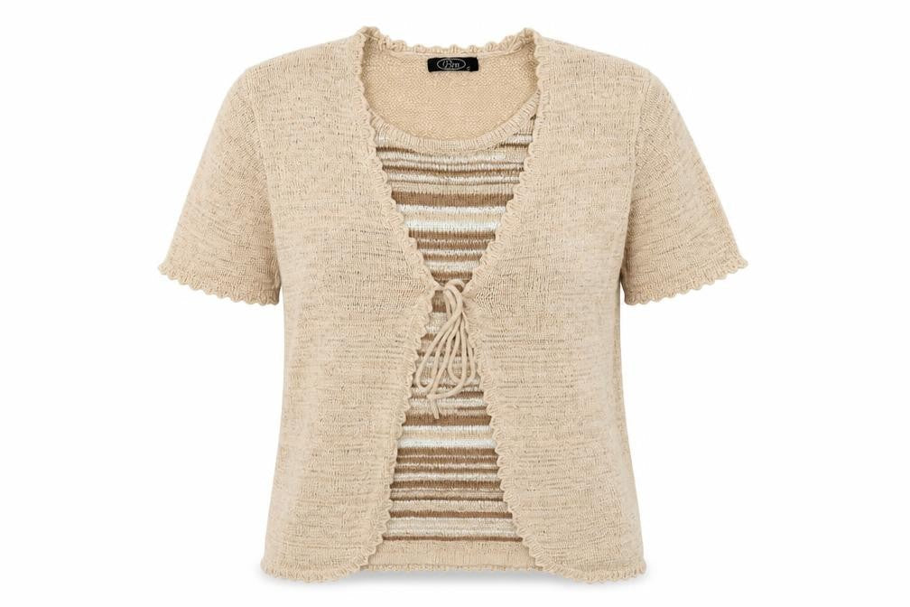 Bonmarché Women's Beige Short Sleeve Cardigan Size S