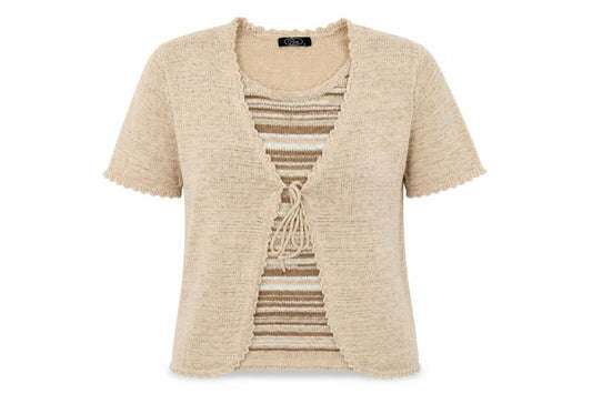 Bonmarché Women's Beige Short Sleeve Cardigan Size S