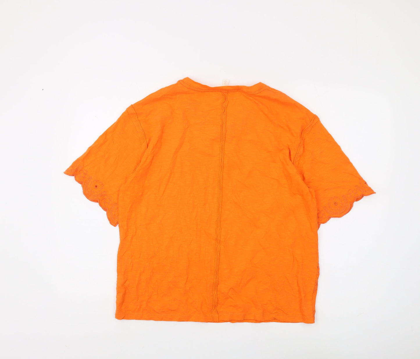 Marks and Spencer Women's Orange Cotton T-Shirt Size 12