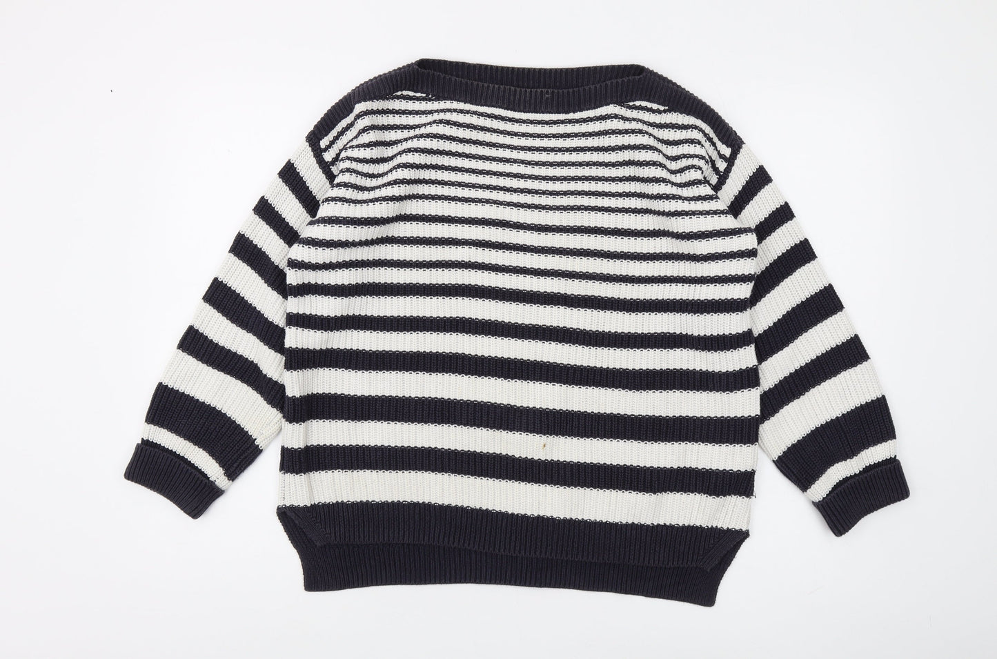 Marks and Spencer Women's Striped Boat Neck Jumper - Medium