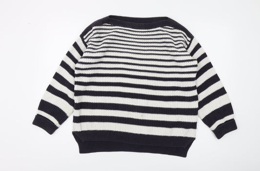 Marks and Spencer Women's Striped Boat Neck Jumper - Medium