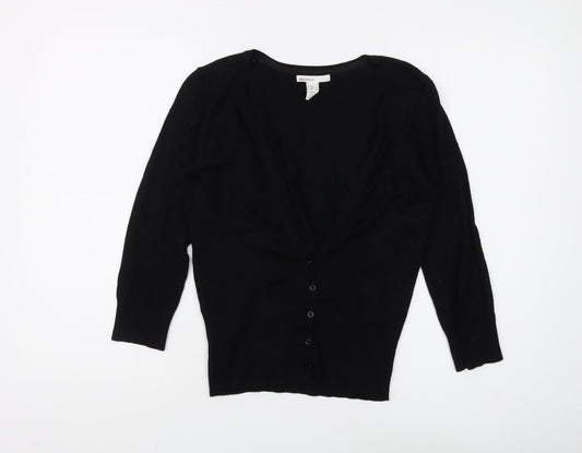 MNG Basics Women's Black Cardigan, Size 12, Button Accent