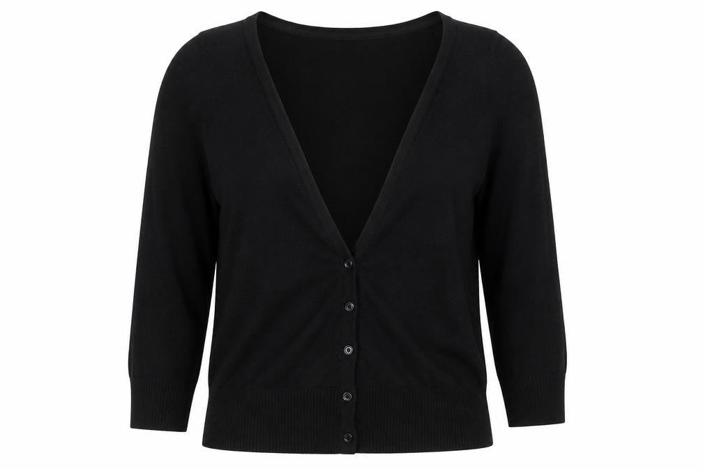MNG Basics Women's Black Cardigan, Size 12, Button Accent