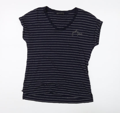 Additional front view of ESPRIT Women's Blue Striped T-Shirt, size S