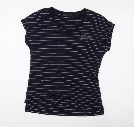Esprit Women's Blue Striped T-Shirt Size S