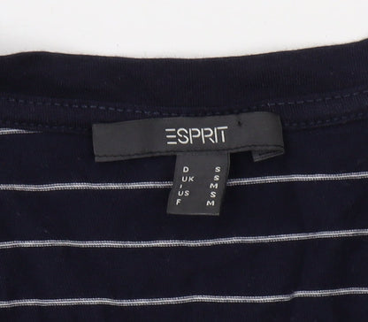 Close-up detail of ESPRIT Women's Blue Striped T-Shirt, size S