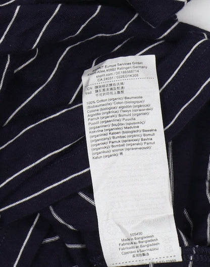 Brand and care label for ESPRIT Women's Blue Striped T-Shirt, size S