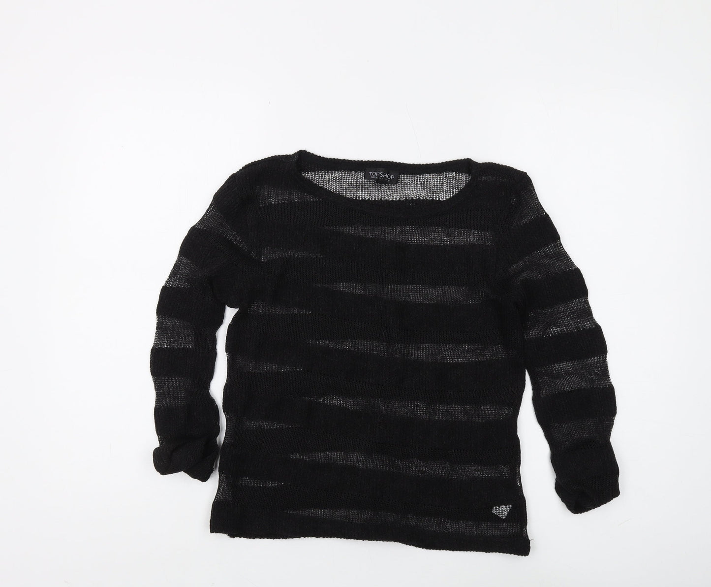 Topshop Women's Black Pullover Jumper UK 8 Striped
