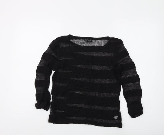 Topshop Women's Black Pullover Jumper UK 8 Striped