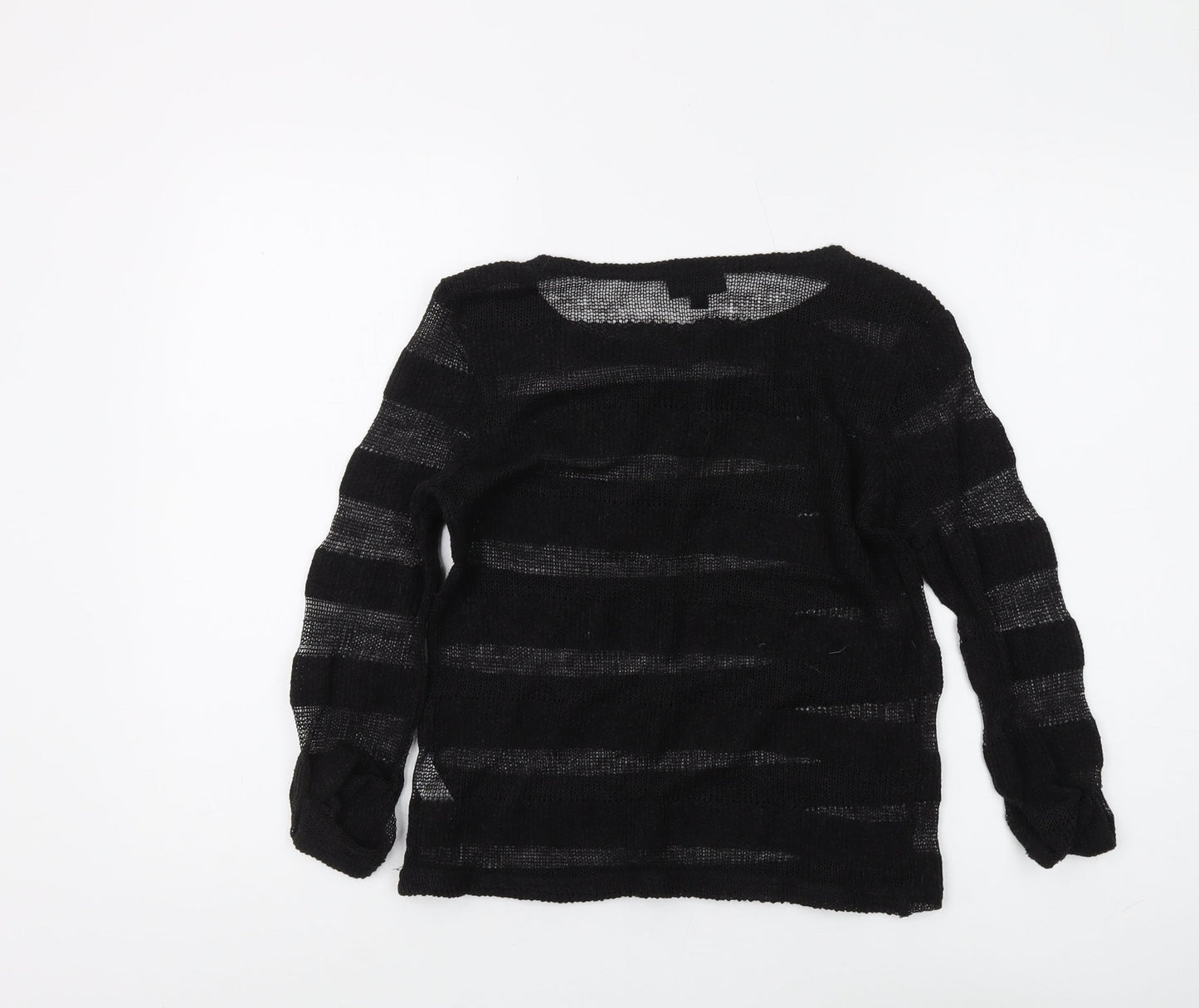 Topshop Women's Black Pullover Jumper UK 8 Striped
