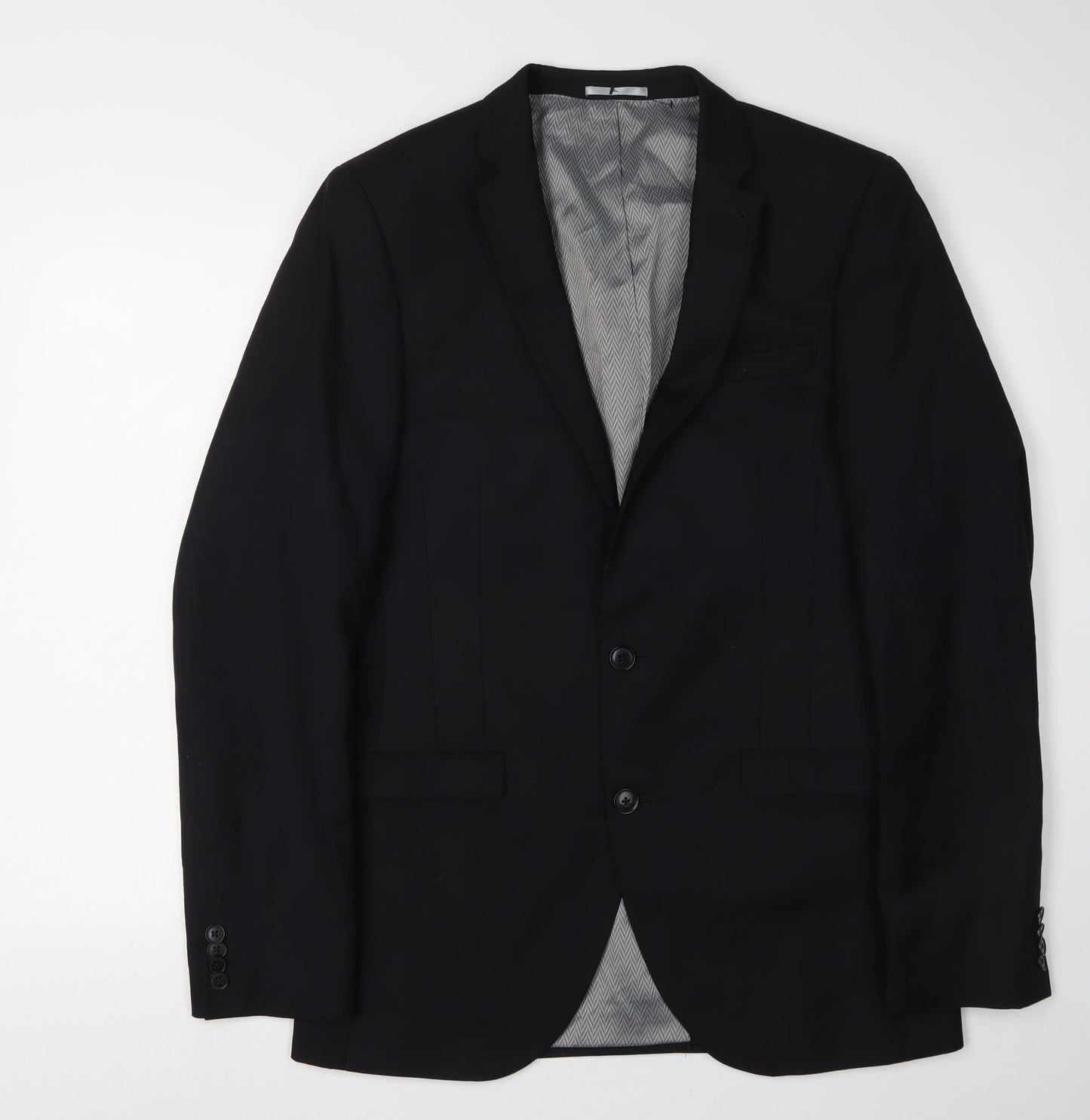 Next Men's Black Blazer, 38L, Wool Blend, Formal Wear