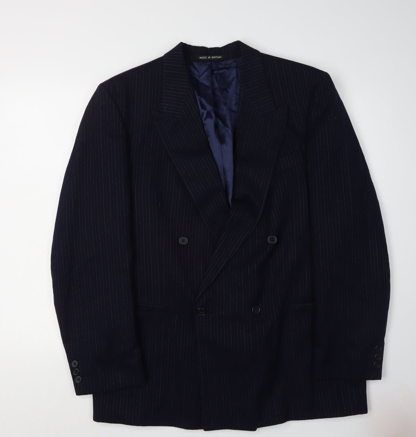 Sumrie Men's Black Striped Blazer, Size 42R, Wool-Blend