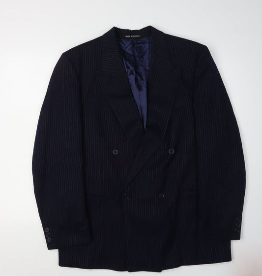 Sumrie Men's Black Striped Blazer, Size 42R, Wool-Blend