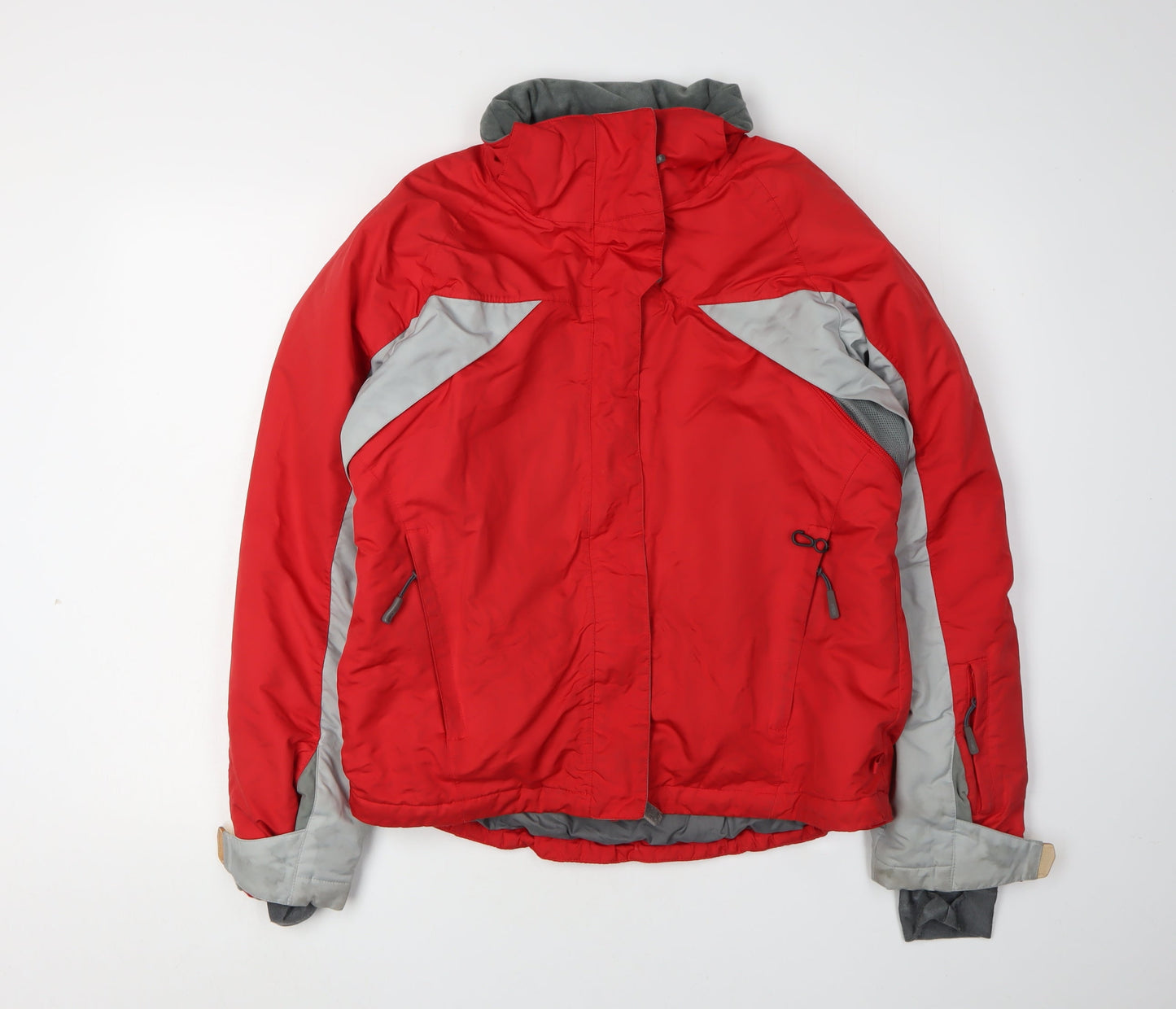 Topshop Women's Red Ski Jacket, Size 12, Full Zip, Hooded
