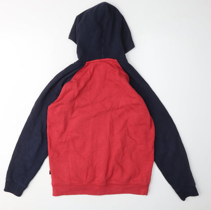 Back view of Quiksilver boys’ red hoodie jacket 14 colourblock casual