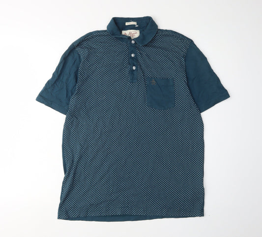 Original Penguin Men's Blue L Polka Dot Cotton Slim Polo