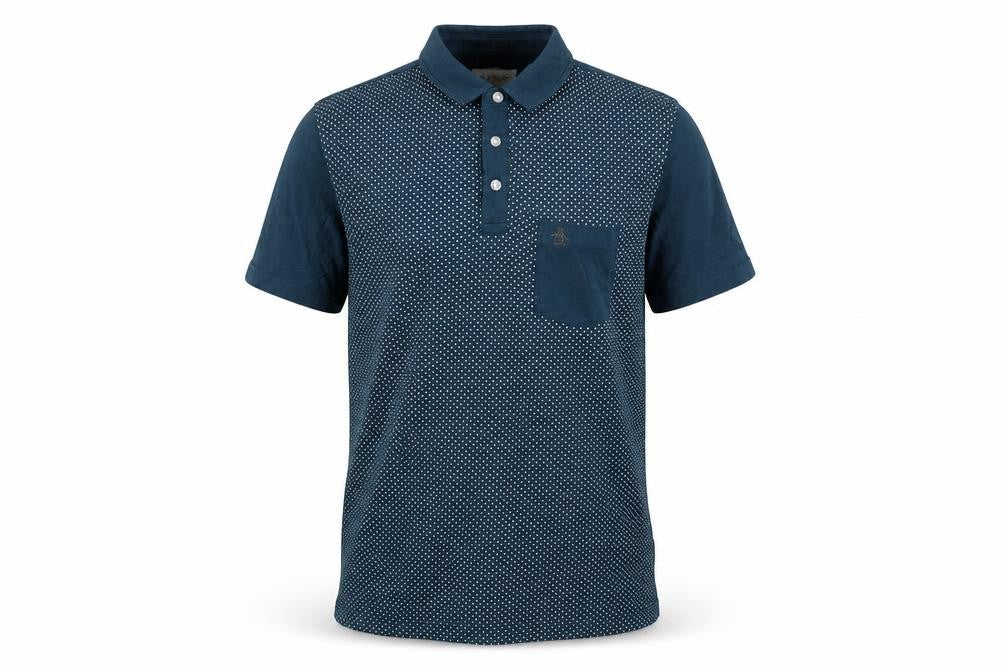 Original Penguin Men's Blue L Polka Dot Cotton Slim Polo