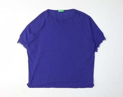 Benetton Women's Blue Pullover Jumper, M, Casual Knit