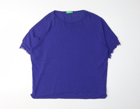 Benetton Women's Blue Pullover Jumper, M, Casual Knit