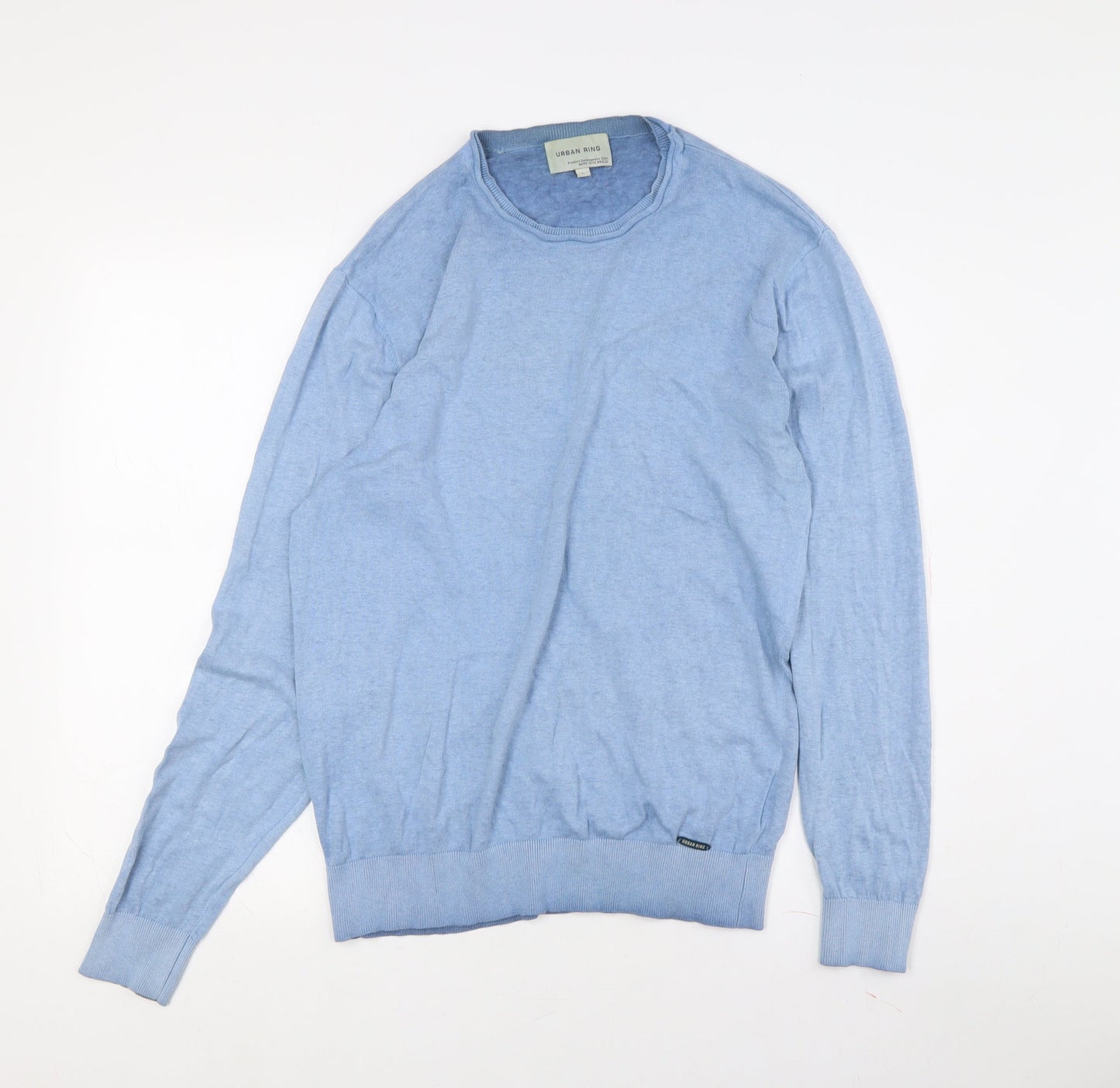 Urban Ring Men's Blue Long Sleeve Crew Neck T-Shirt - L