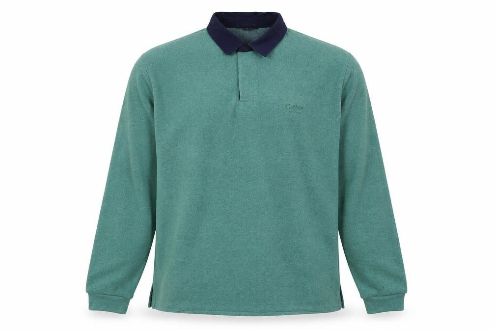 Cotton Traders Men's Green Long Sleeve Polo, Size L
