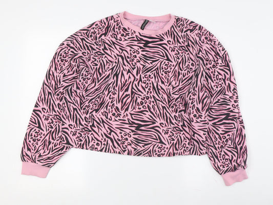 Divided Women's Pink Animal Print Pullover Sweatshirt M
