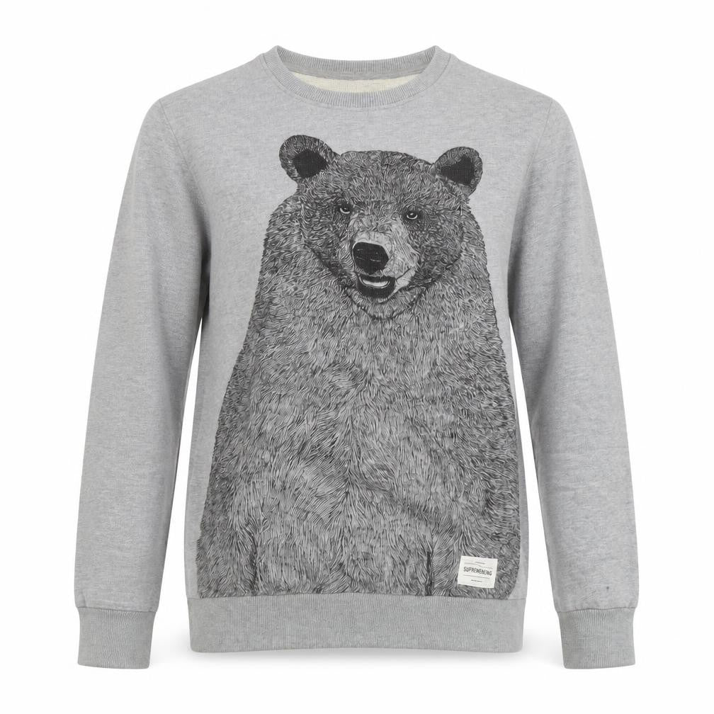 Supreme Unisex Grey Bear Print Sweatshirt, Size S