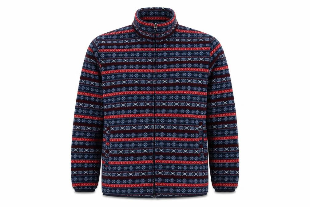 Cotton Traders Women's Blue Geometric Zip Jacket L