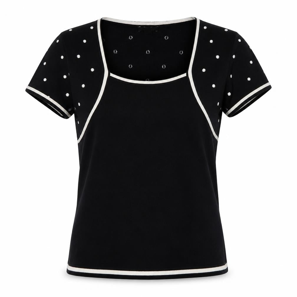 Precise Women's Black XS Polka Dot Slim T-Shirt