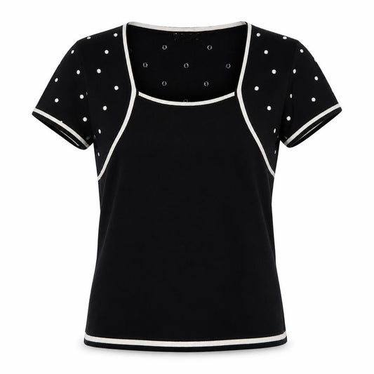 Precise Women's Black XS Polka Dot Slim T-Shirt