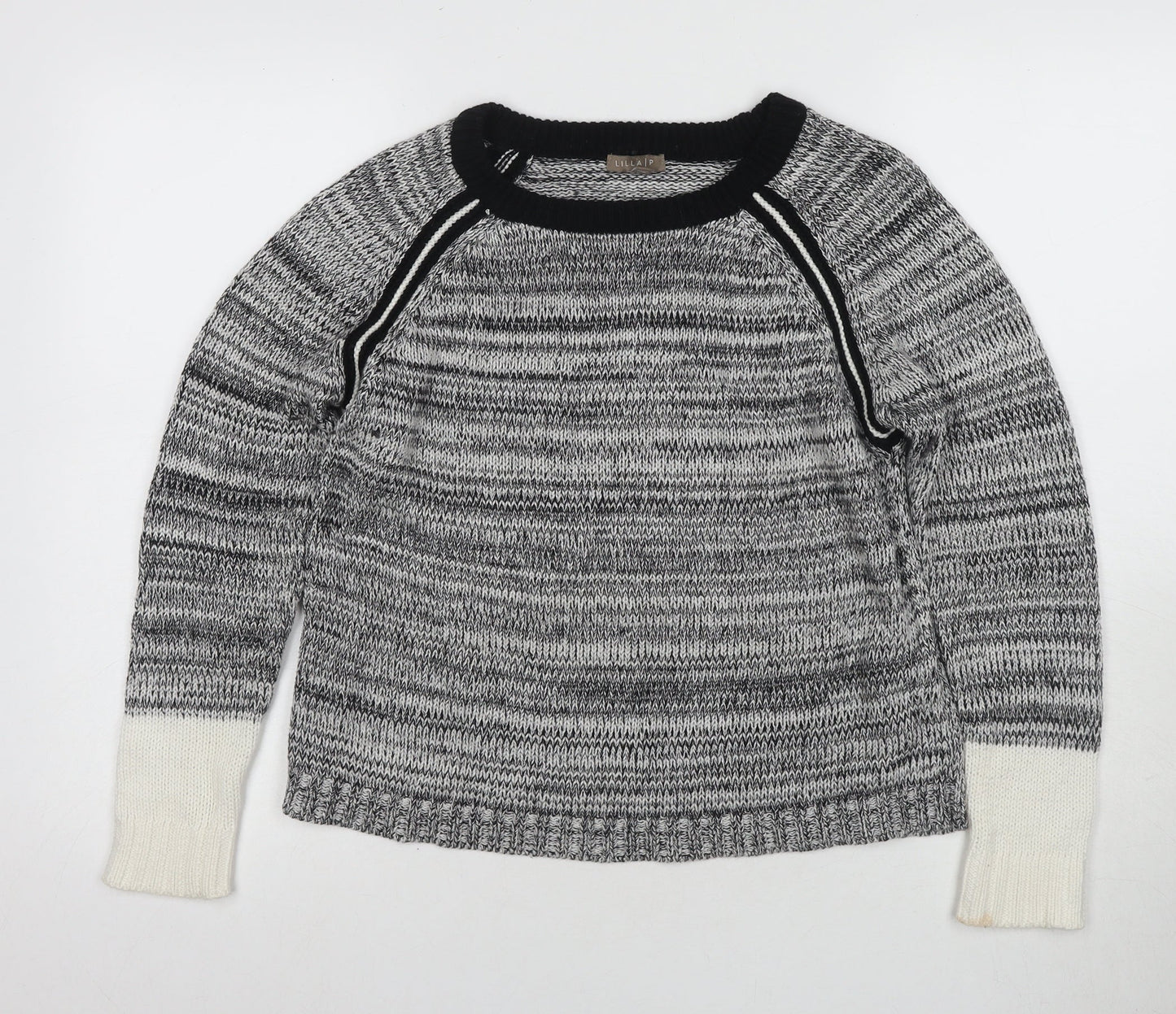 Lilla P Women's Grey Pullover Jumper, Size L, Raglan Sleeve