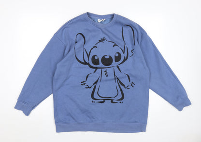 Preloved Disney Unisex Blue XS Stitch Pullover Sweatshirt - Front