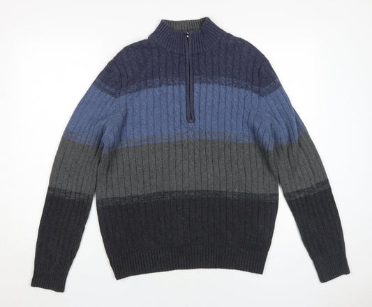 IZOD Men's Multicoloured Striped Cotton Pullover M