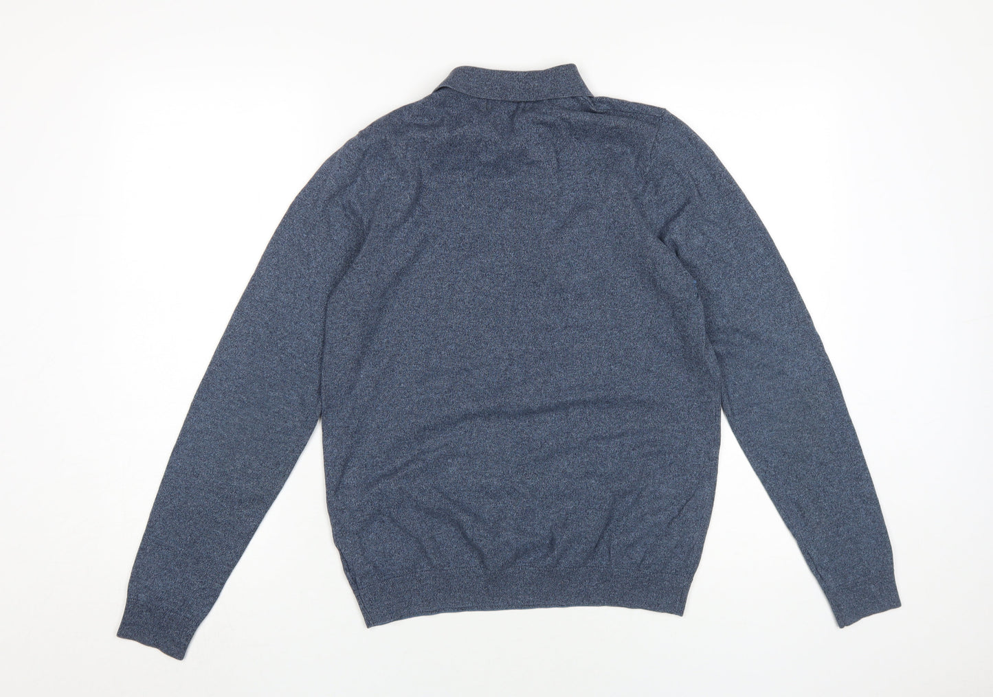 Next Men's Blue Long Sleeve Polo, Size L, Cotton Blend
