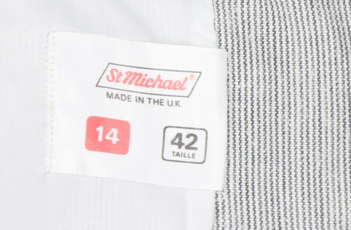 St Michael Women's Grey Blazer Size 14 - Classic Vintage