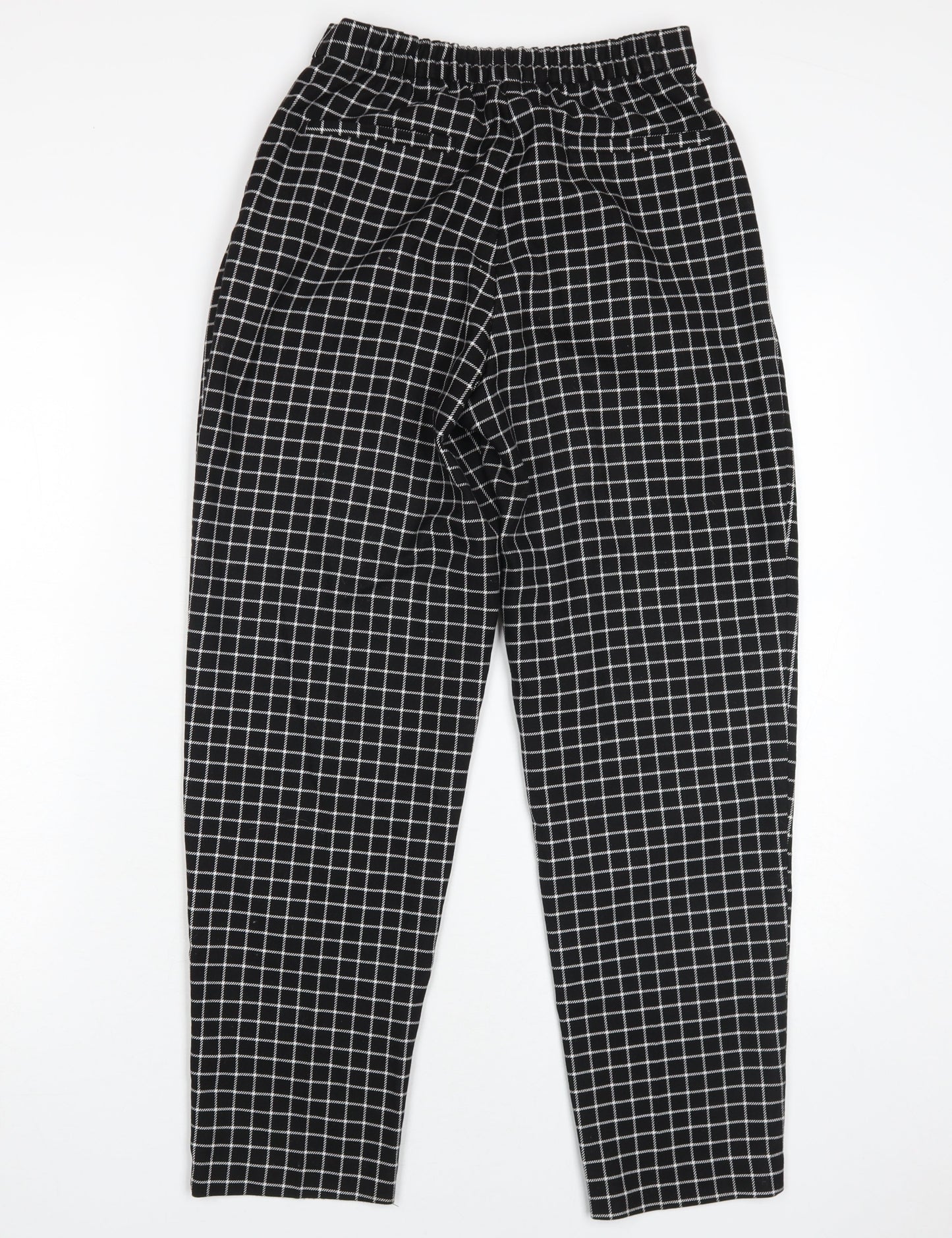 Monki Women's Black Check Straight Trousers Size 6