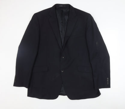 Additional front view of Savoy Taylors Guild Men's Black Blazer 46R Formal