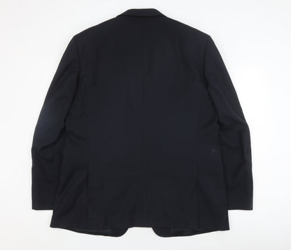 Back view of Savoy Taylors Guild Men's Black Blazer 46R Formal