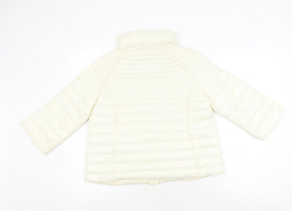 Back view of Guess Women's Ivory Puffer Jacket XS, Full Zip Quilted