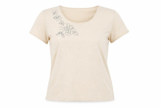 Rena Rowan Beige Women's L Silk Blend T-Shirt
