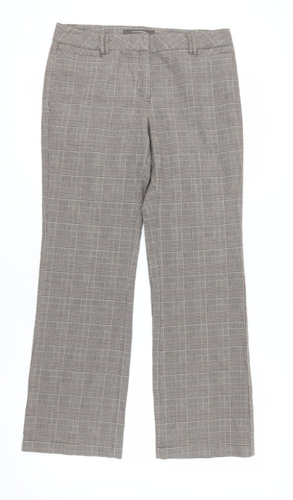 Denver Hayes Women's Grey Check Straight Trousers Size 14