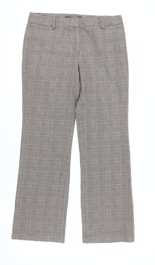 Denver Hayes Women's Grey Check Straight Trousers Size 14