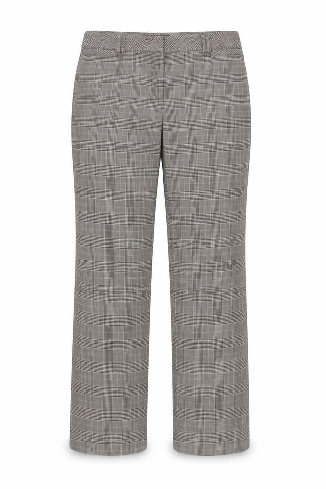 Denver Hayes Women's Grey Check Straight Trousers Size 14