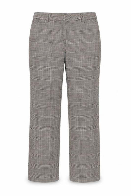 Denver Hayes Women's Grey Check Straight Trousers Size 14