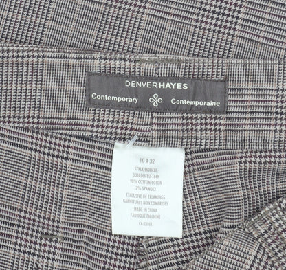Denver Hayes Women's Grey Check Straight Trousers Size 14