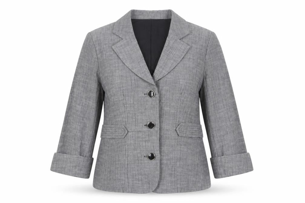 First Option Women's Grey Checked Suit Jacket, Size 14